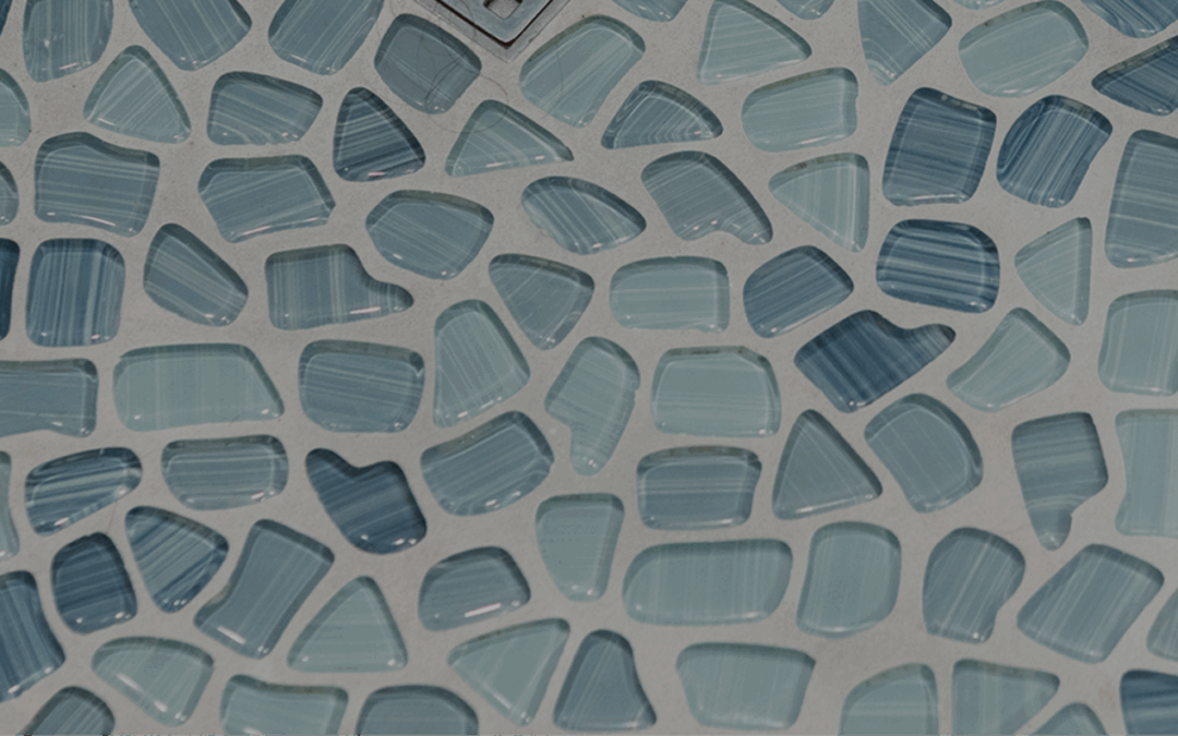 Refreshing Kids Bathroom remodel with Cobalt Sea Pebble Mosaic